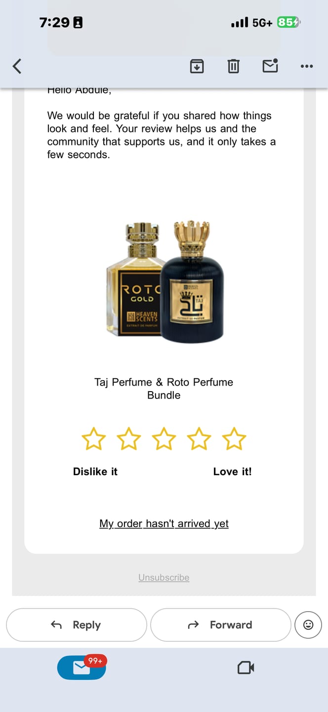 Customer photo review of Taj Perfume & Roto Perfume Bundle