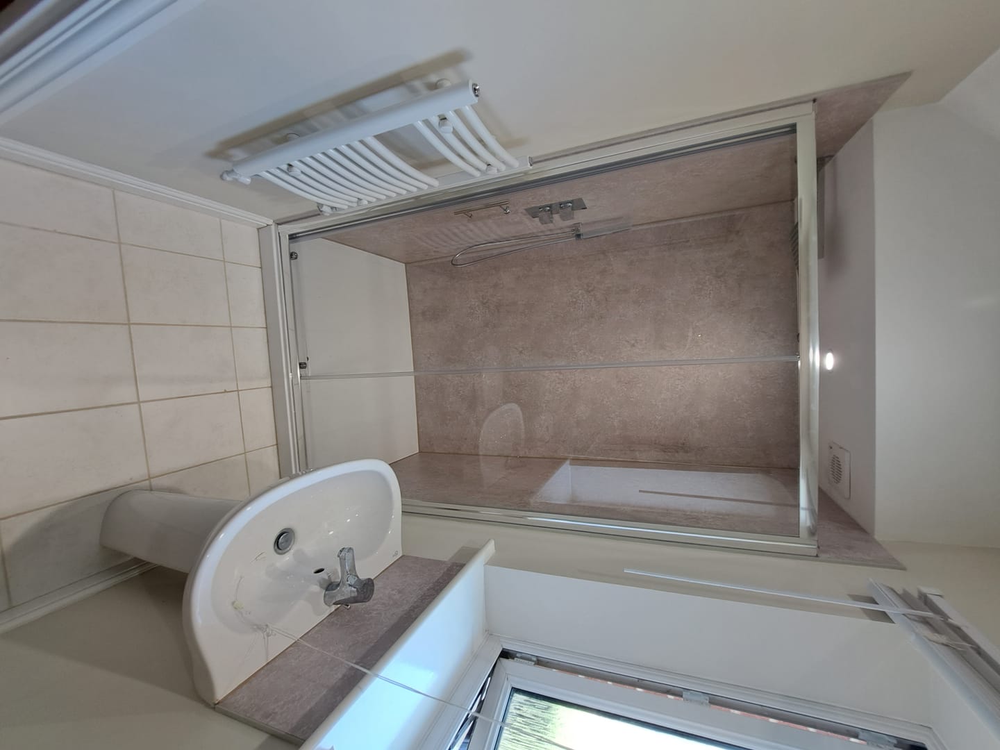 Customer photo review of Premium Beige Concrete Matt Shower Wall Panel - 1M x 2.4M