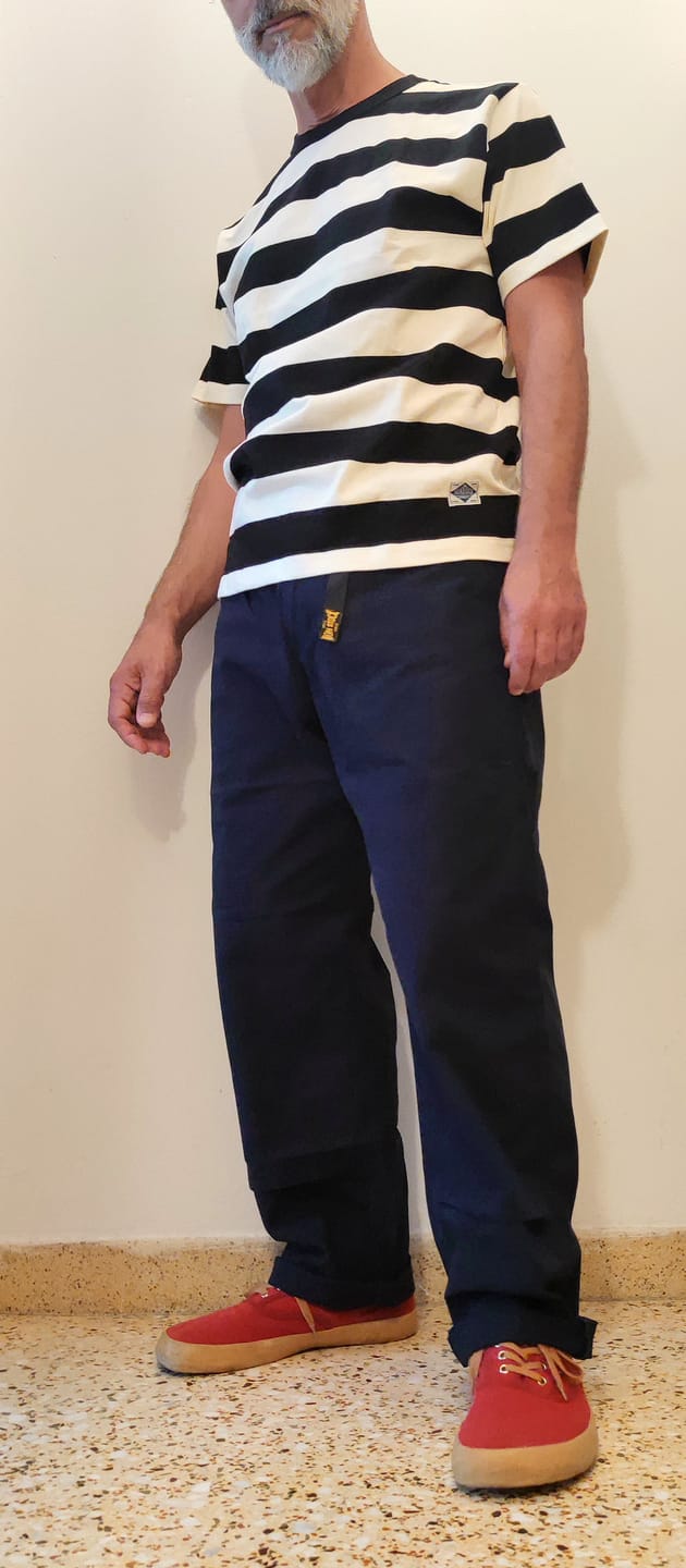 Customer photo review of Heavyweight Cotton Wide Striped T-Shirt - Black/White