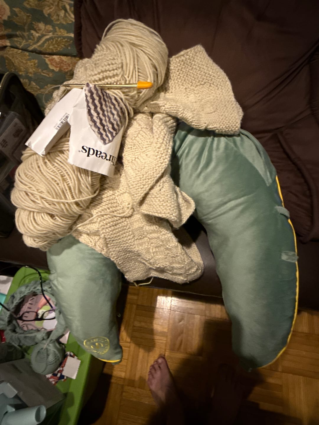 Customer photo review of Velvet Sage/Yellow Maker's Pillow