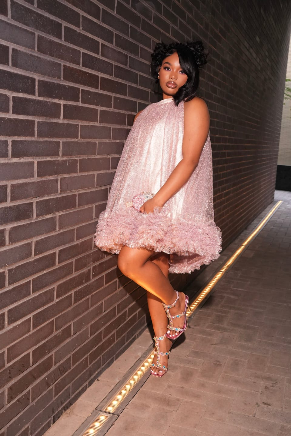 Customer photo review of KHAI-PINK EMBELLISHED STILETTO SANDAL