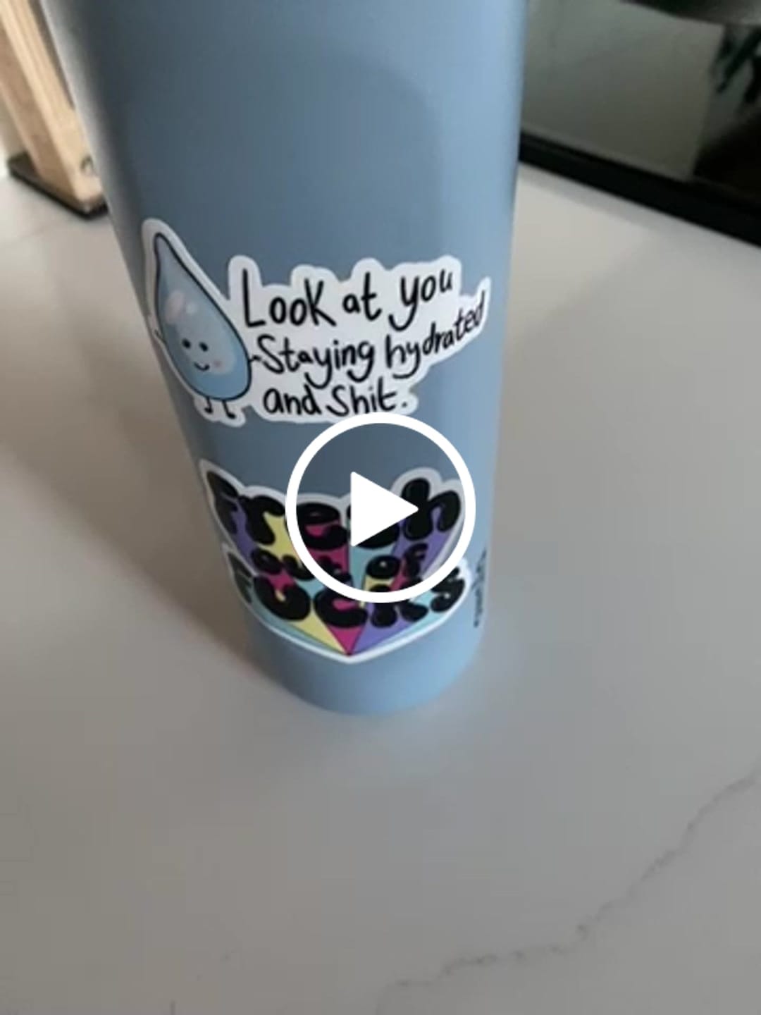 Customer video review of "Look At You Staying Hydrated And Shit" Water Bottle Sticker