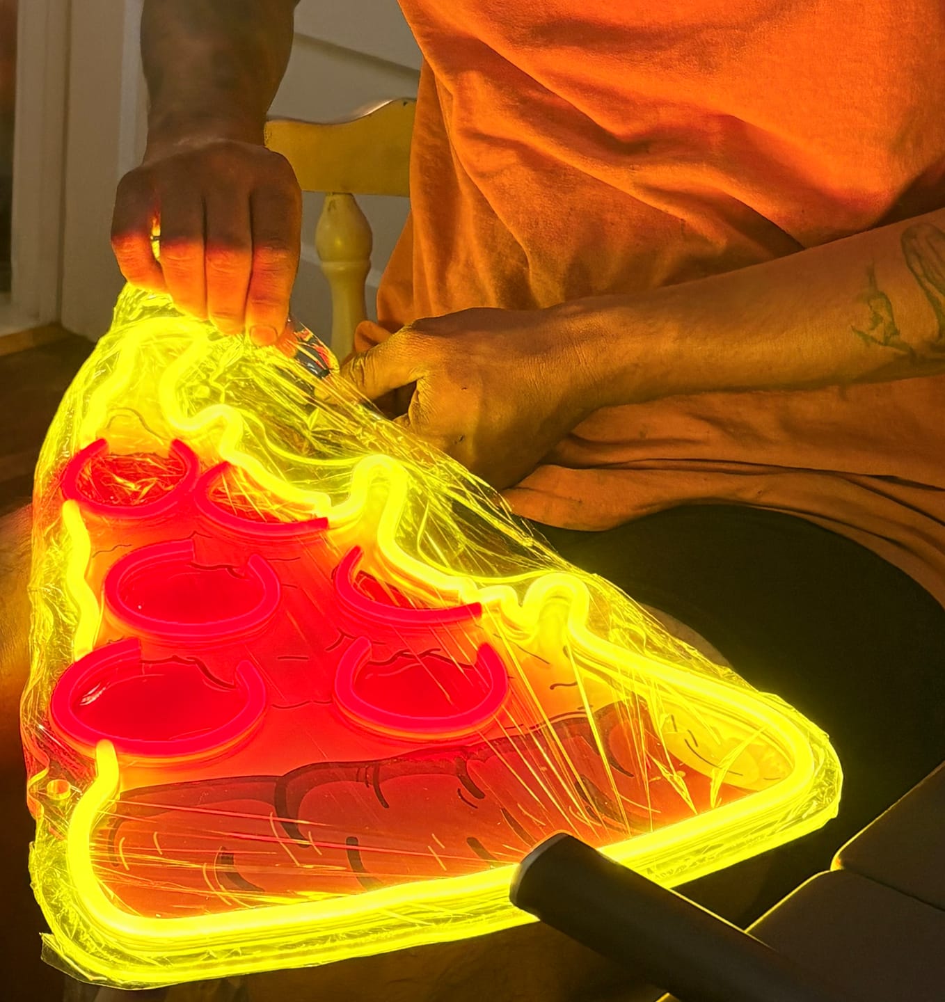 Customer photo review of Pizza Neon Sign - Acrylic Artwork