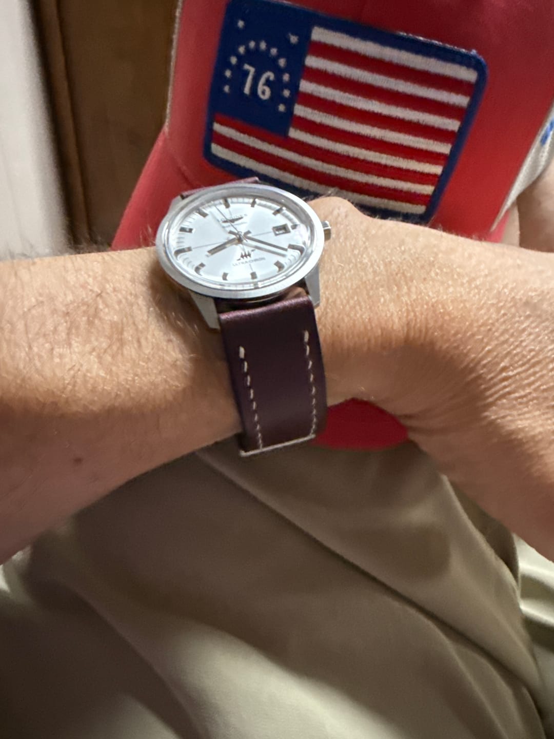 Customer photo review of Horween Color 8 Chromexcel Leather Watch Strap, Natural Thread