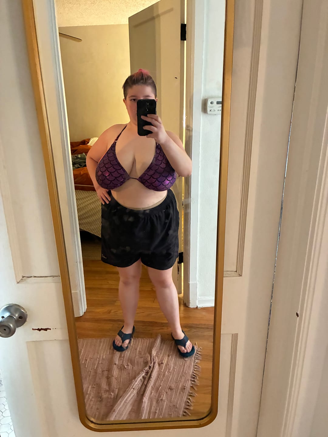 Customer photo review of Deep Purple Mermaid Triangle Bikini Top final sale