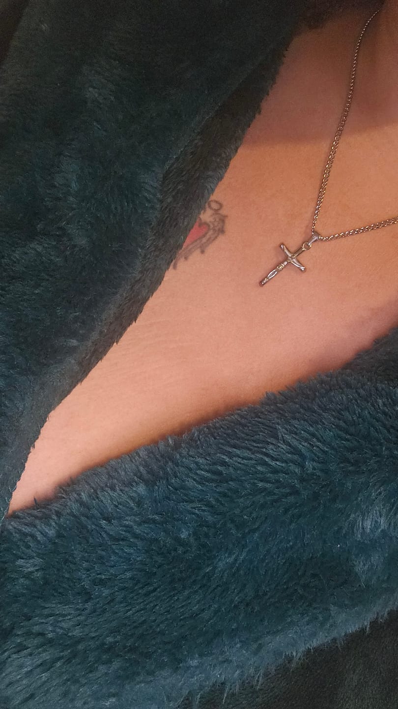 Customer photo review of Silver Cross Necklace