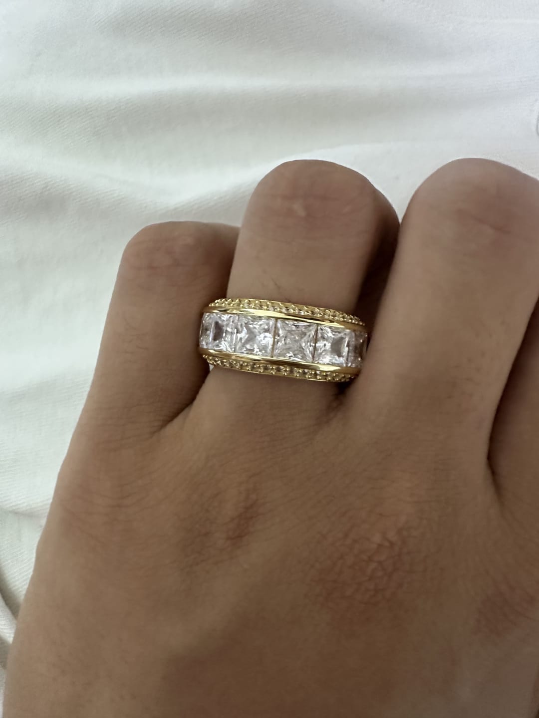 Customer photo review of Bold Multi-Row Princess Cut Anniversary Band
