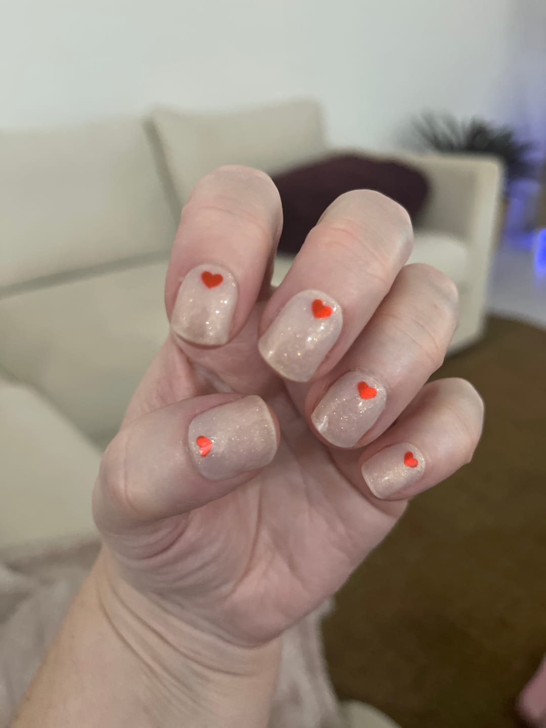 Customer photo review of Mini Hearts Semi Cured Gel Nail Sticker Kit