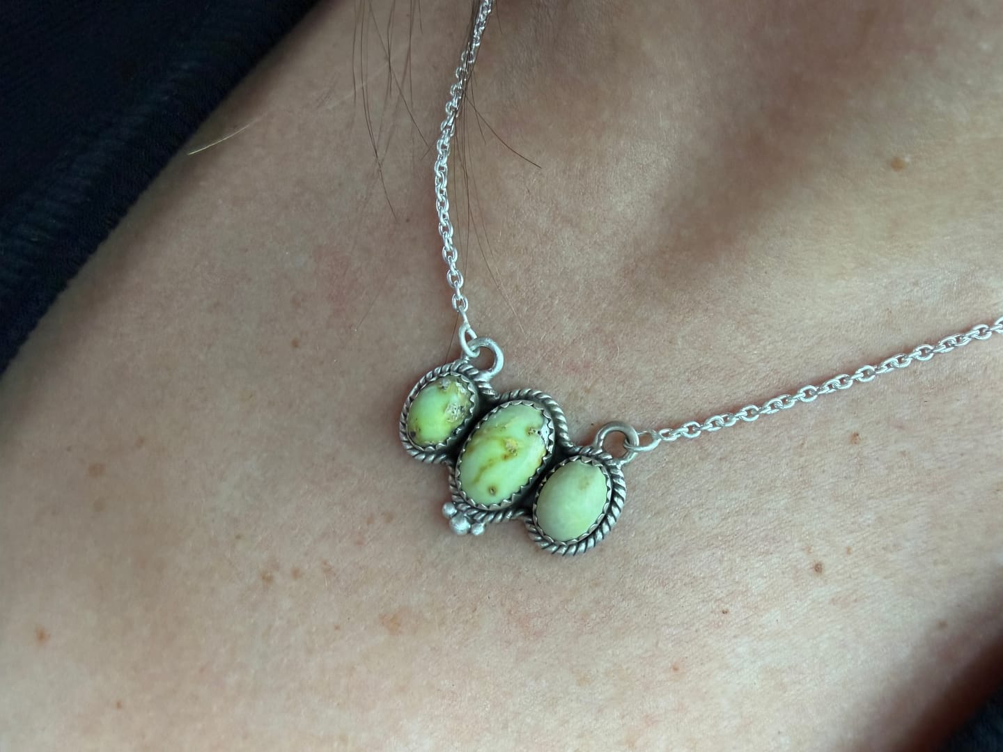 Customer photo review of Handmade Sterling Silver Palomino Turquoise Necklace "Signed Nizhoni"