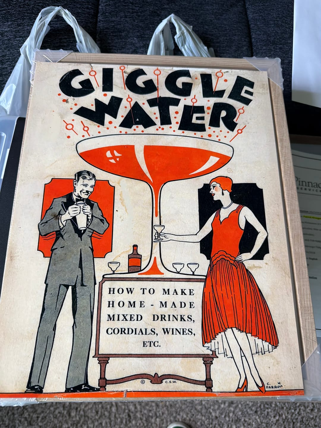 Customer photo review of Giggle Water - 1920s Art Deco Aesthetic 11x14 Unframed Print, Vintage Cocktail Poster, Prohibition-Era Wall Art, Home Bar Decor, Man Cave Sign, Gifts for Cocktail Lovers & Bartenders