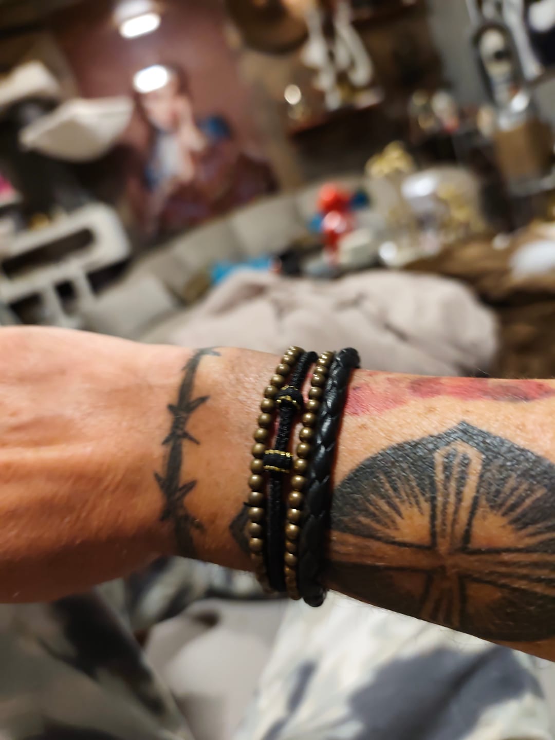 Customer photo review of Buddha Stones Reichtum Selbstpflege Kupfer Messing Perlen Design Paar Armband