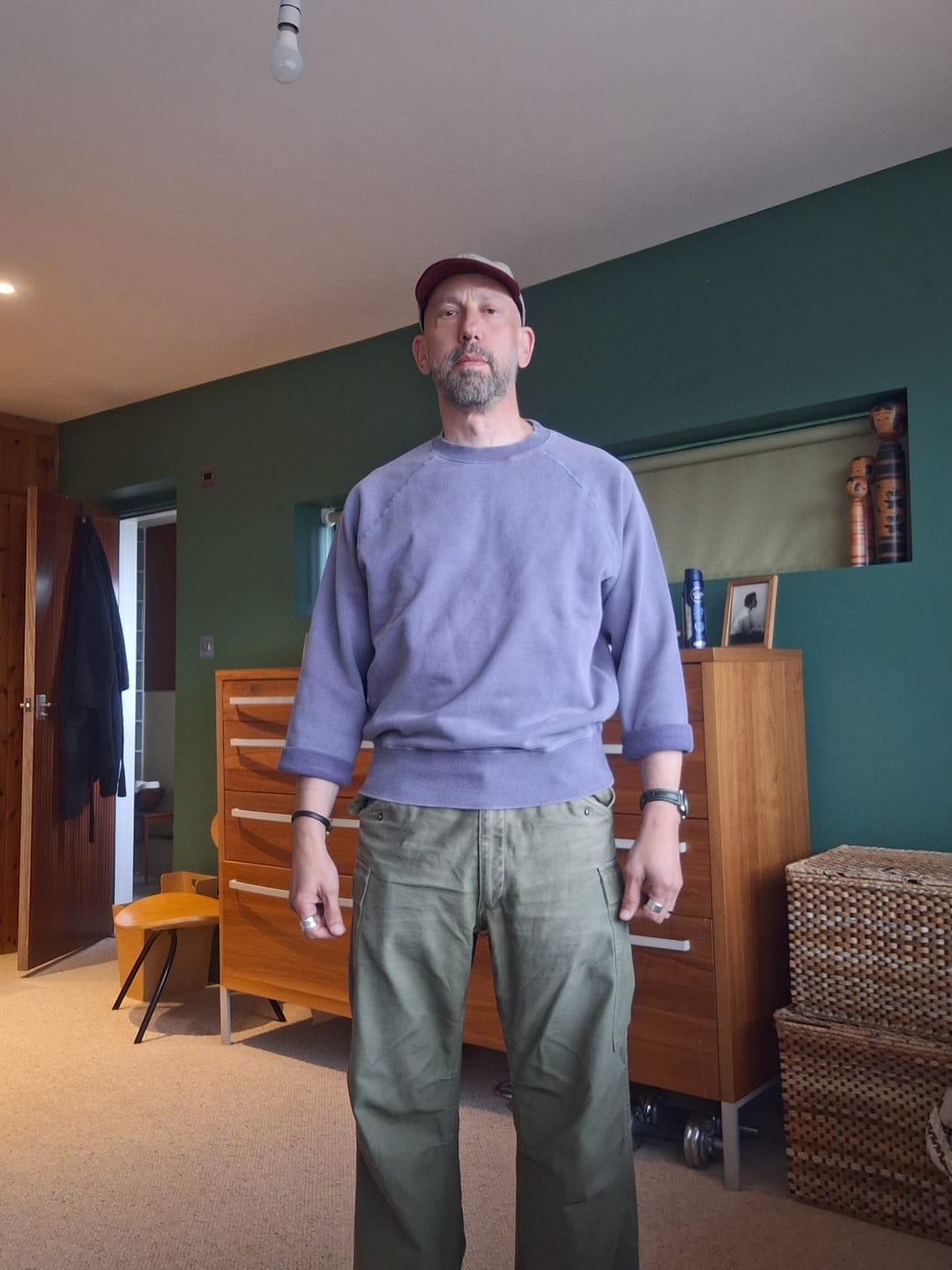 Customer photo review of 1963 Cut-Off Raglan Sleeve Crewneck Sweatshirt