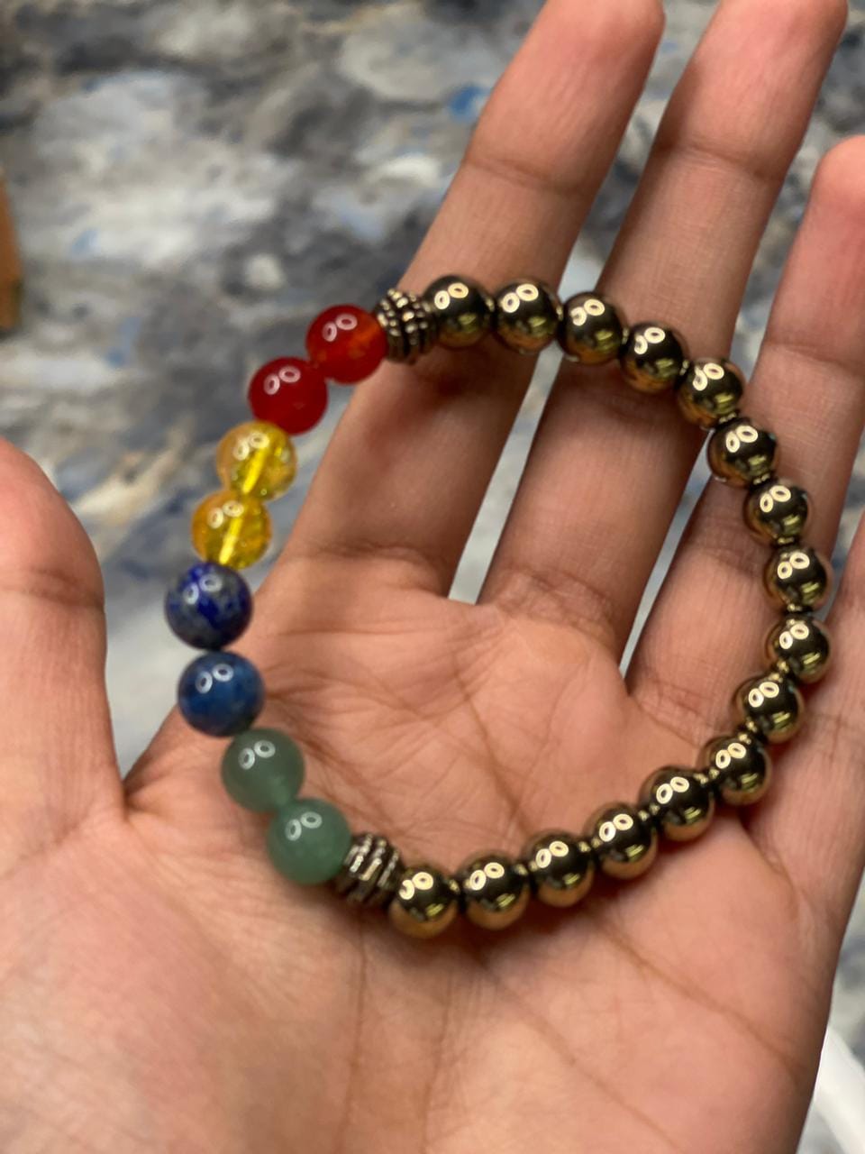 Customer photo review of Job Promotion Crystal Bracelet – Vastu Remedy for Career Success with Citrine, Green Aventurine & Tiger Eye | 8mm Beads