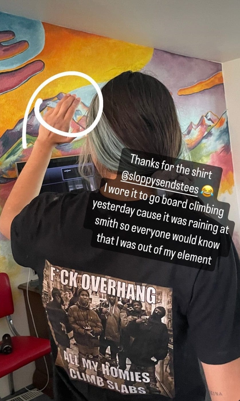 Customer photo review of f*ck overhang T-shirt backside