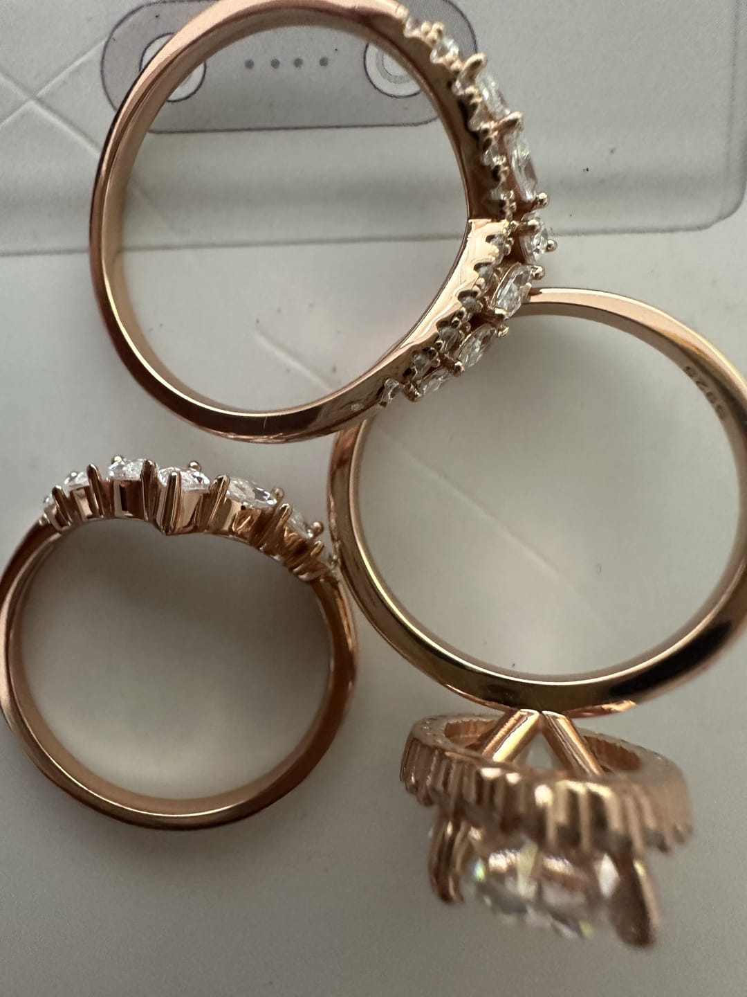 Customer photo review of Sparkling 8.0ct Oval Cut Halo 3PC Wedding Ring Set in Sterling Silver