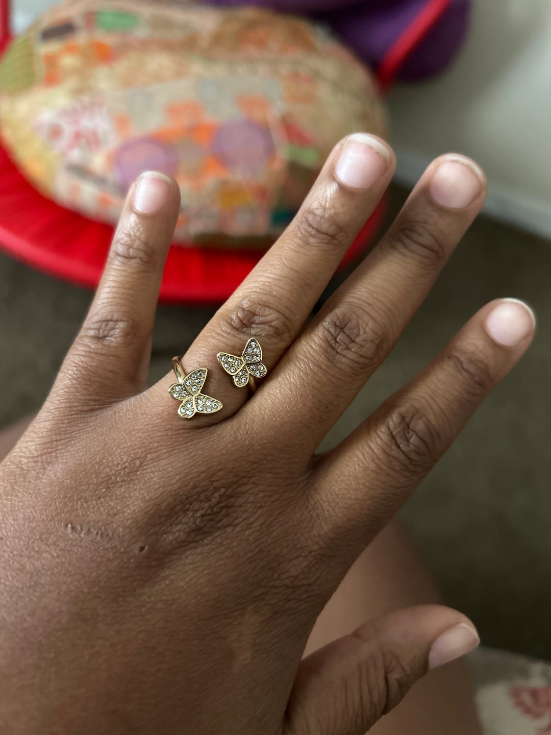 Customer photo review of Open Iced Butterfly Ring