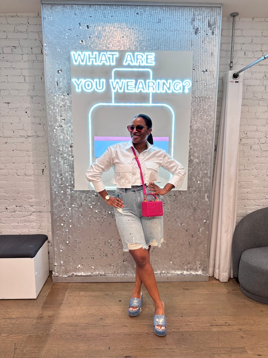 Customer photo review of Aelfric Eden Rhinestone Application Jorts