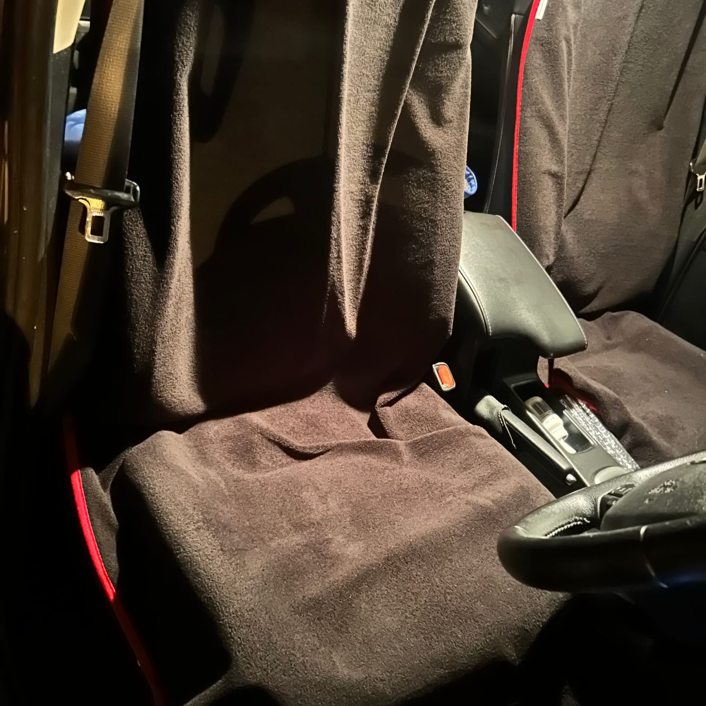 Customer photo review of Waterproof Car Seat Towel – Universal Fit for Gym, Beach & Work | Towel Society