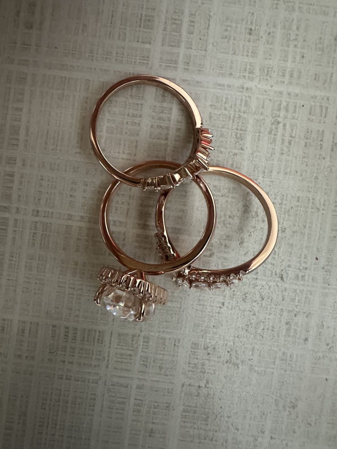 Customer photo review of Sparkling 8.0ct Oval Cut Halo 3PC Wedding Ring Set in Sterling Silver