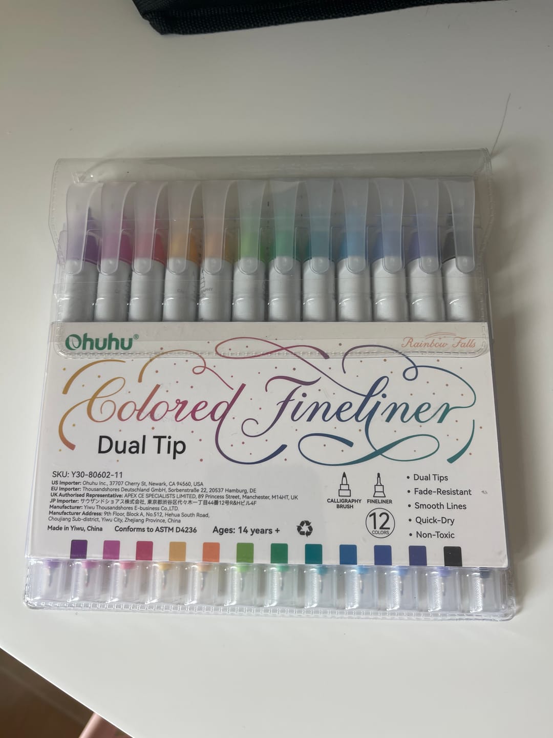 Customer photo review of Ohuhu Colored Fineliner & Brush Pens, 12 Colors