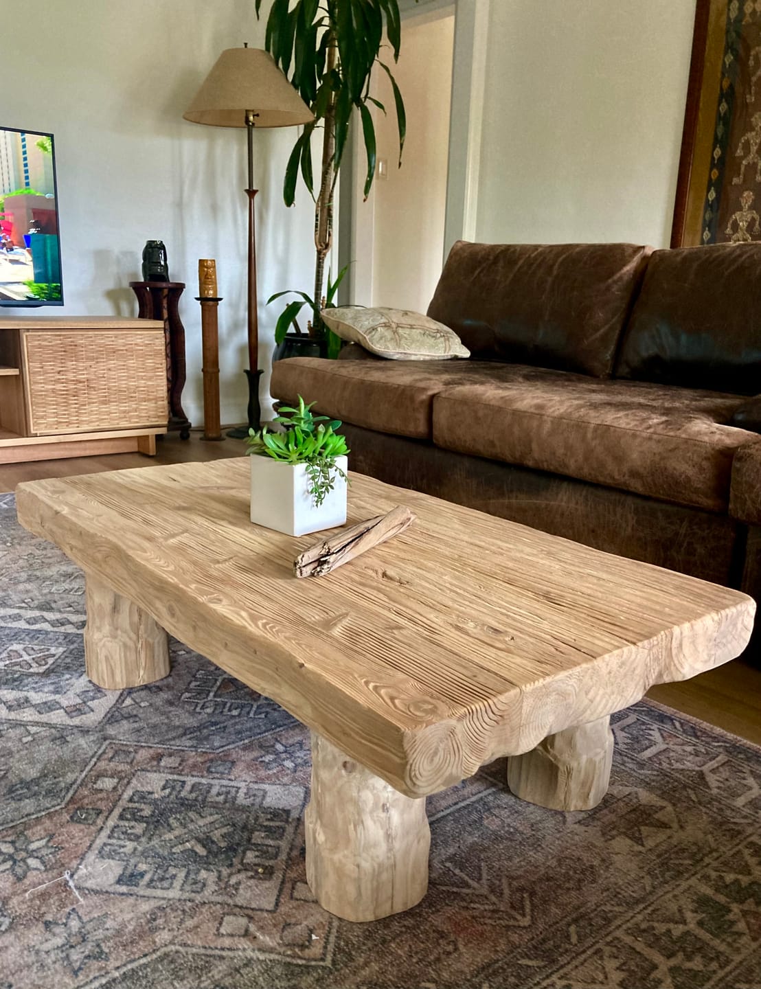Customer photo review of Ashdeco Live Edge Wood Coffee Table – Handcrafted Organic Rustic Design