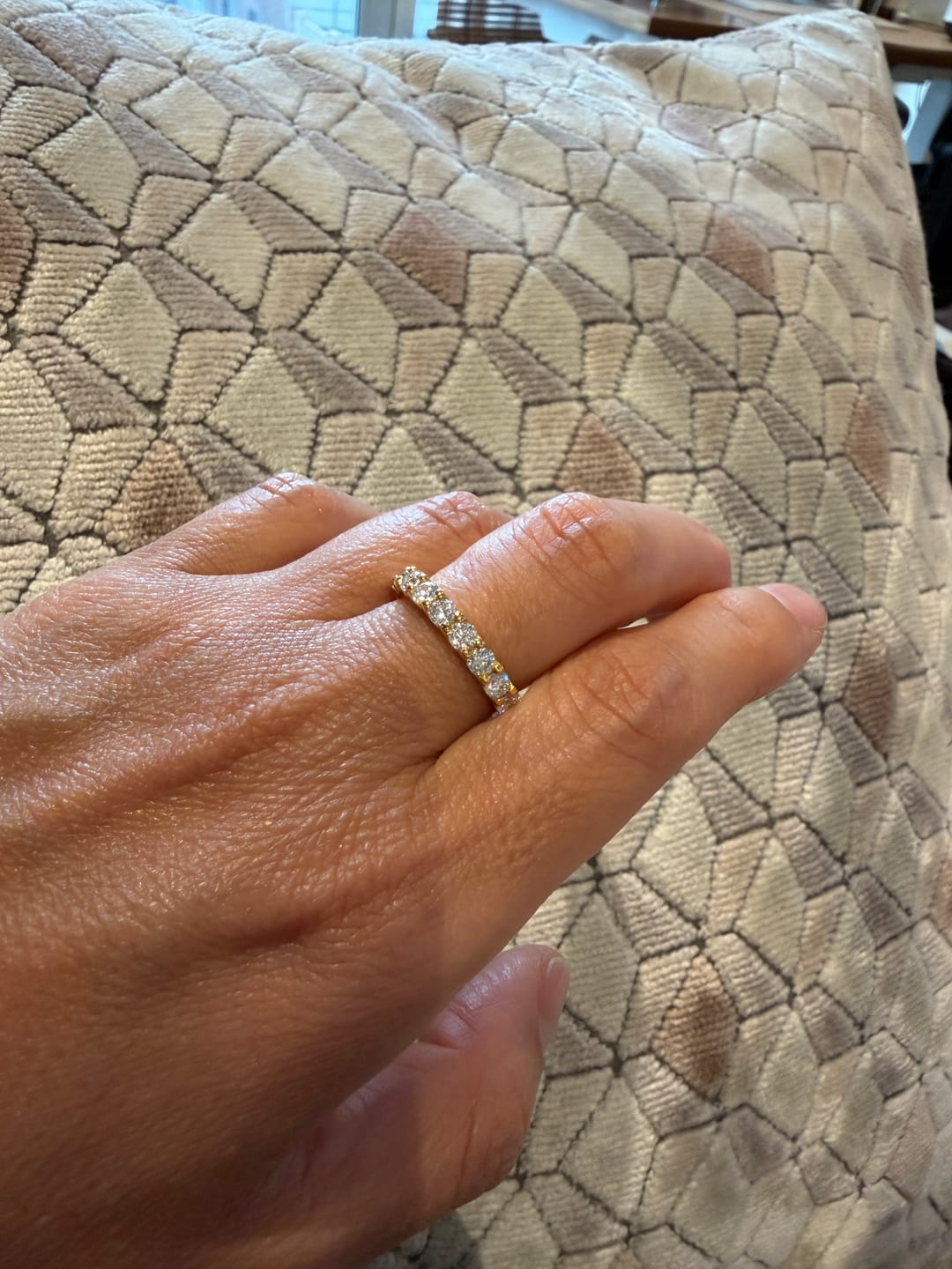 Customer photo review of 3mm Moissanite Eternity Ring