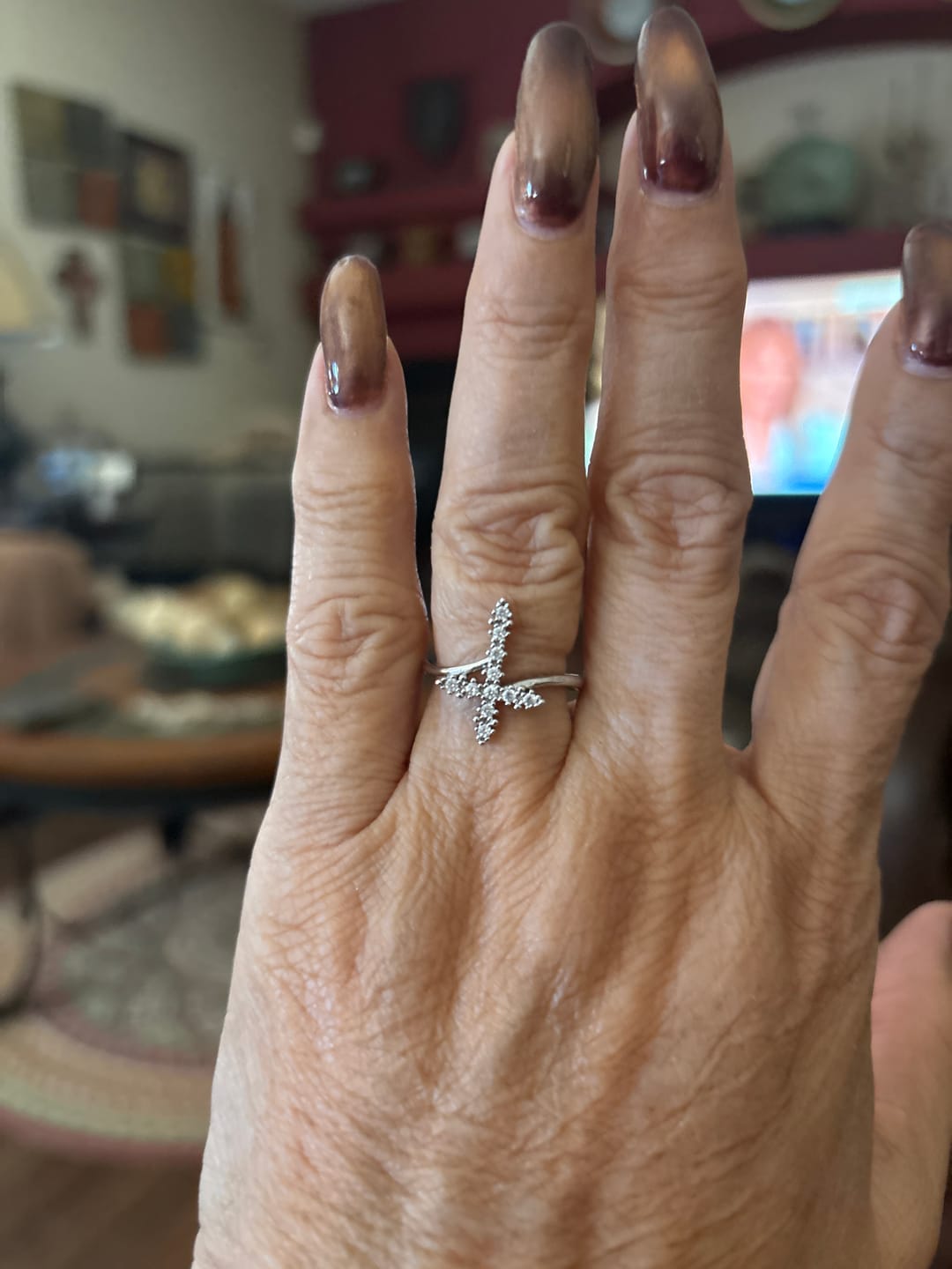 Customer photo review of FREE Today:  Cross Ring with Clustered Cubic Zirconia Accents: Embody His Gentle Grace