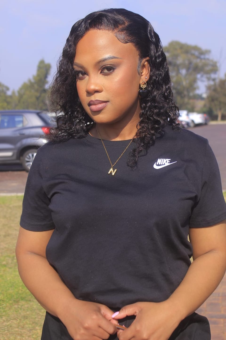 Customer photo review of Black Era Adore Gold Earrings