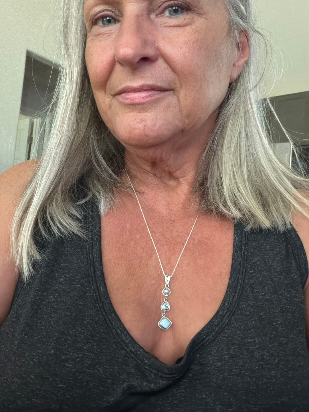 Customer photo review of Silver Larimar Necklace