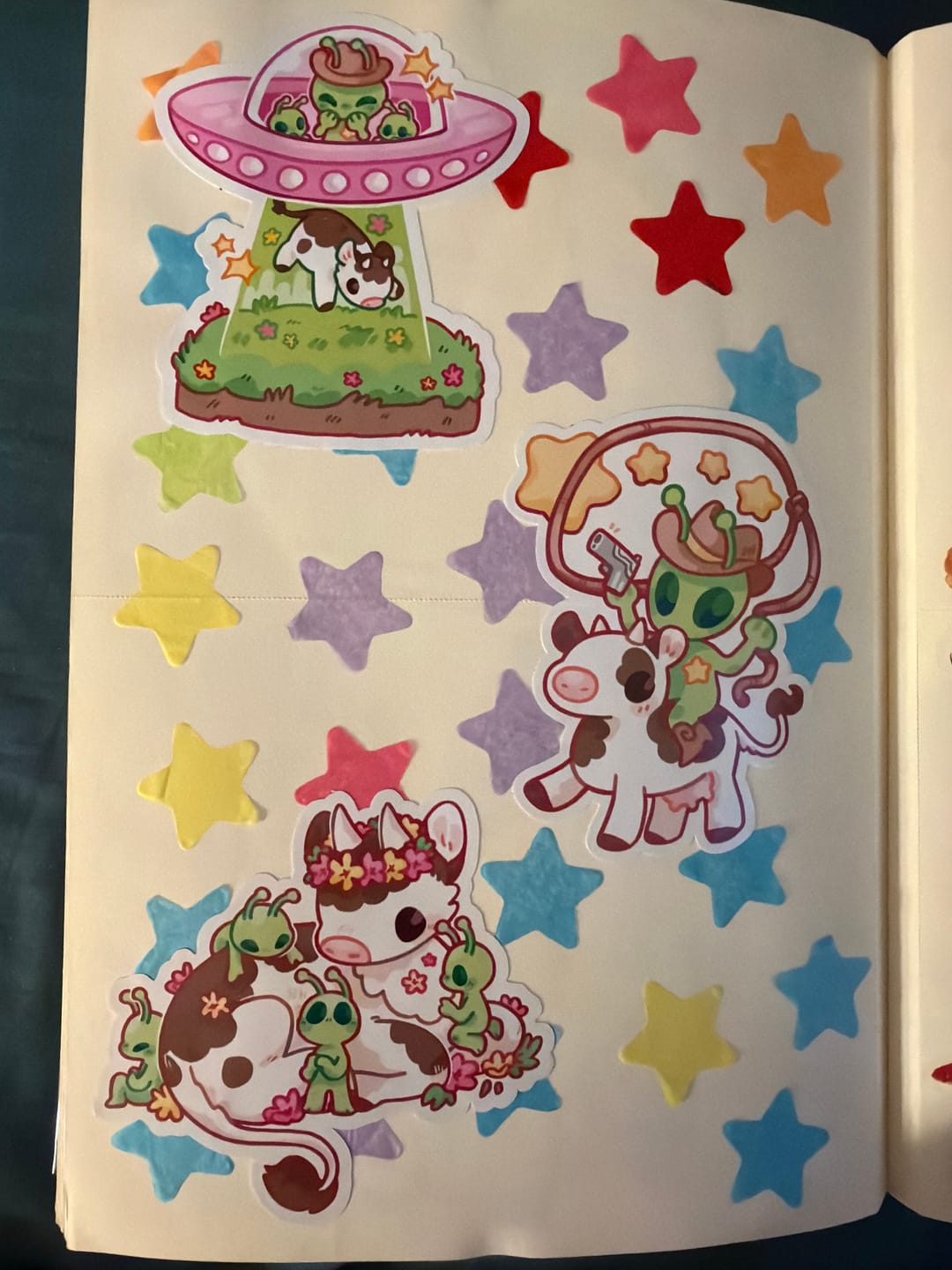 Customer photo review of Cute Cowboy Alien Stickers!