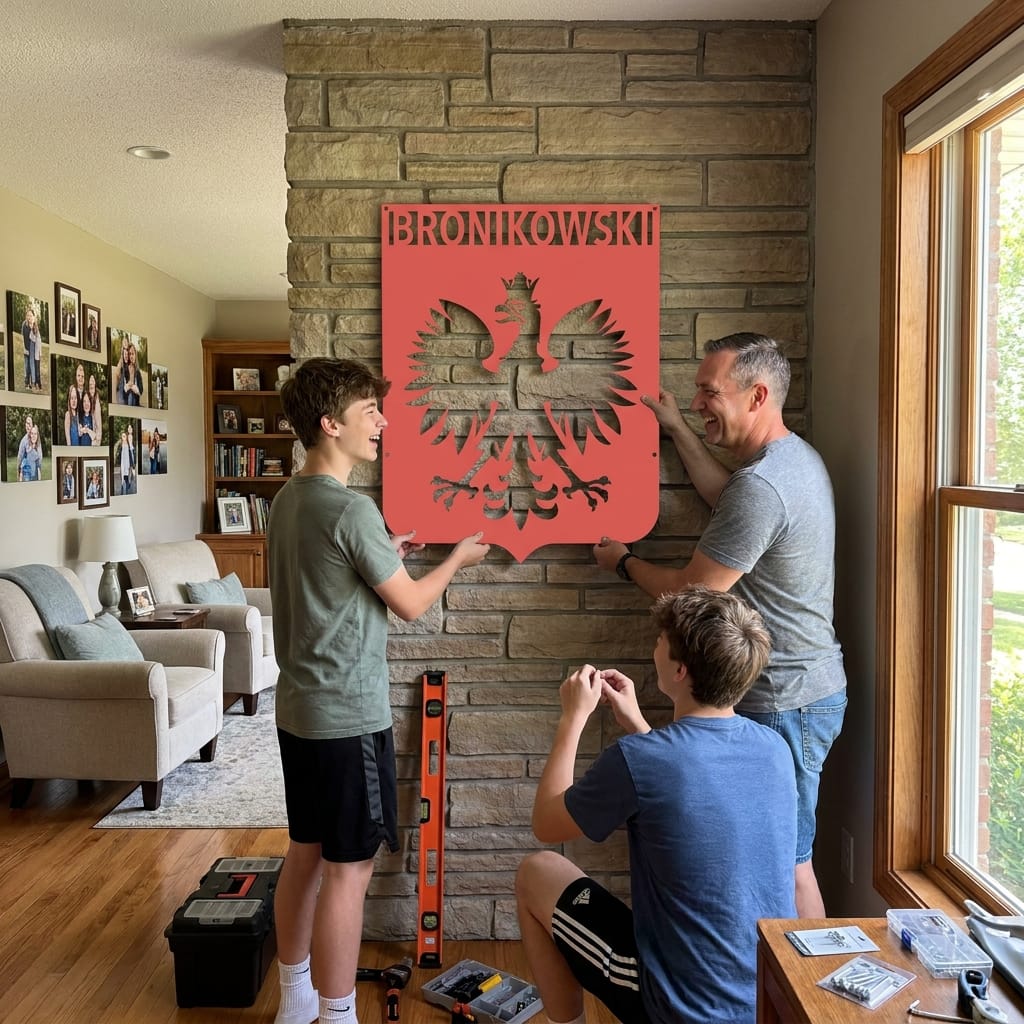 Customer photo review of Personalized Polish Eagle Steel Sign: Monogram Home Decor, poland Lover Gift