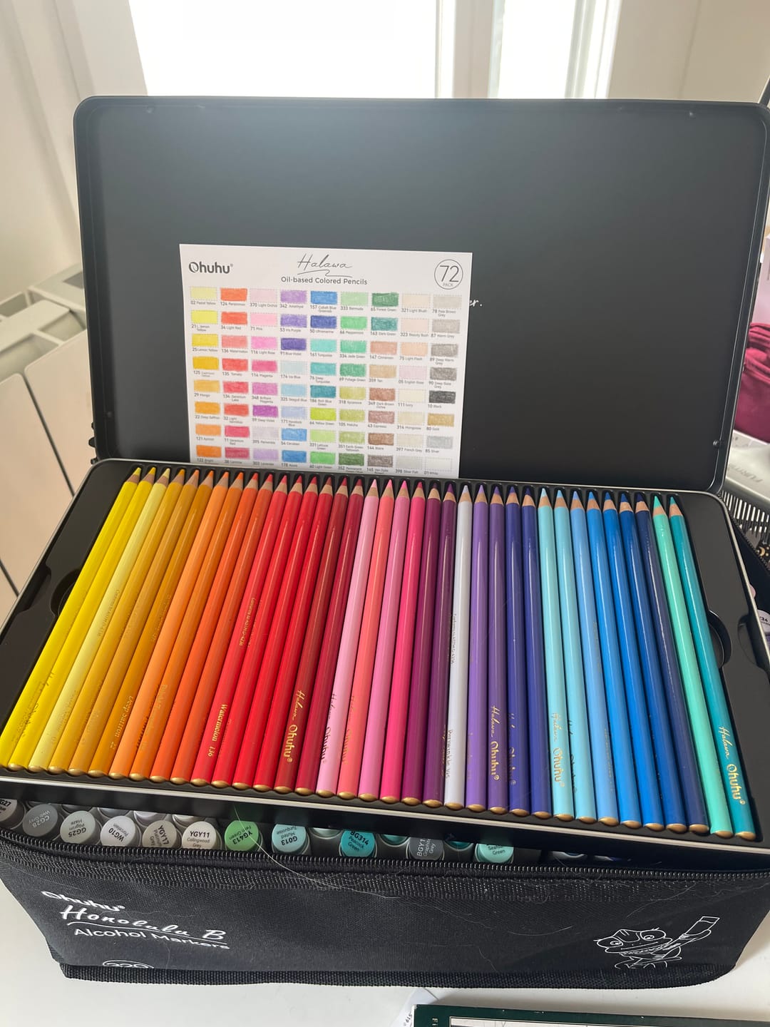 Customer photo review of Ohuhu Halawa Series 72 Colors Oil-based Colored Pencils
