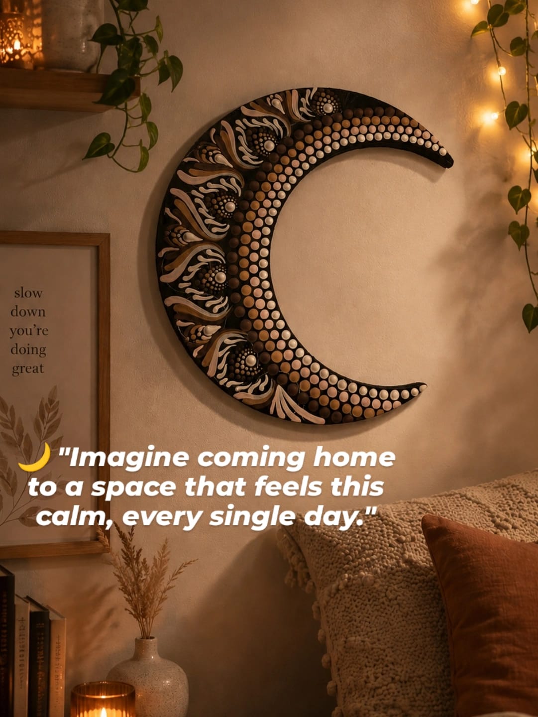 Customer photo review of Unfinished Wood Crescent Moon Shape | DIY Celestial Night Sky Craft Cutout | Up to 36"