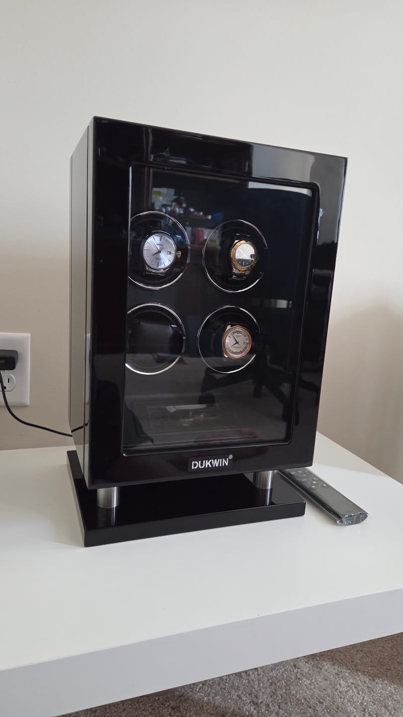 Customer photo review of 4 Watch Winder with Upgraded Fingerprint Entry RGB Light LCD Remote Control Mabuchi Motors
