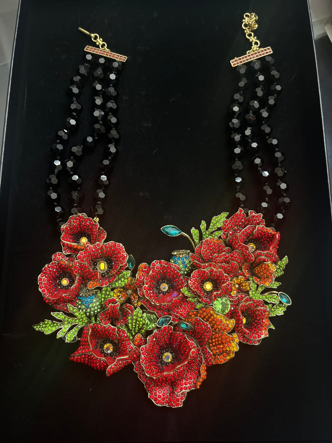Customer photo review of HEIDI DAUS® "Empress of the Bloom" Crystal Poppy Statement Necklace