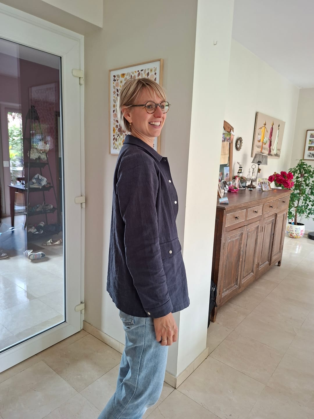 Customer photo review of Veste Véga - lin stone wash marine