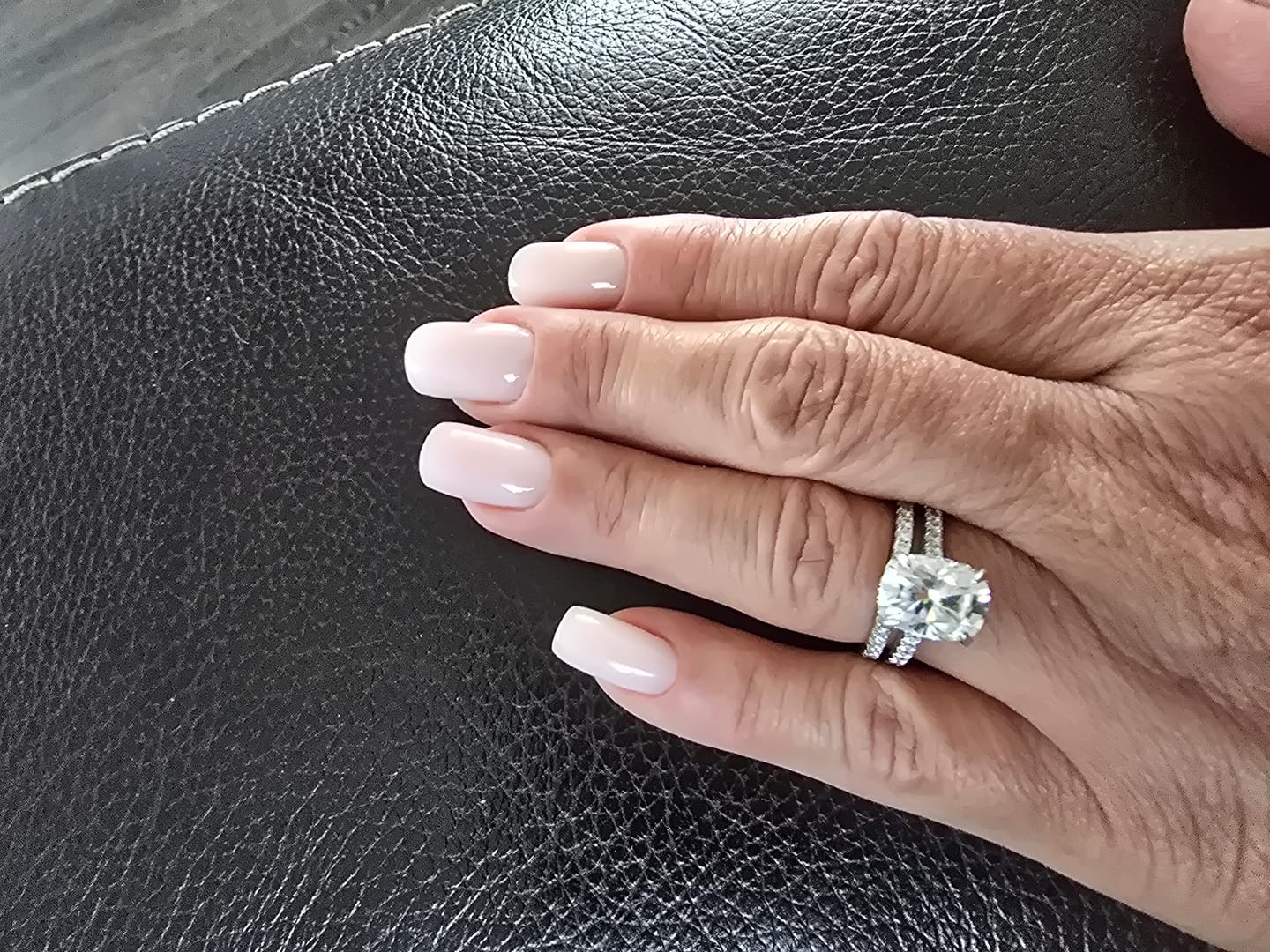 Customer photo review of Rodiffy Moissanite 0.5 Ct Full Eternity Thin Wedding Band For Women