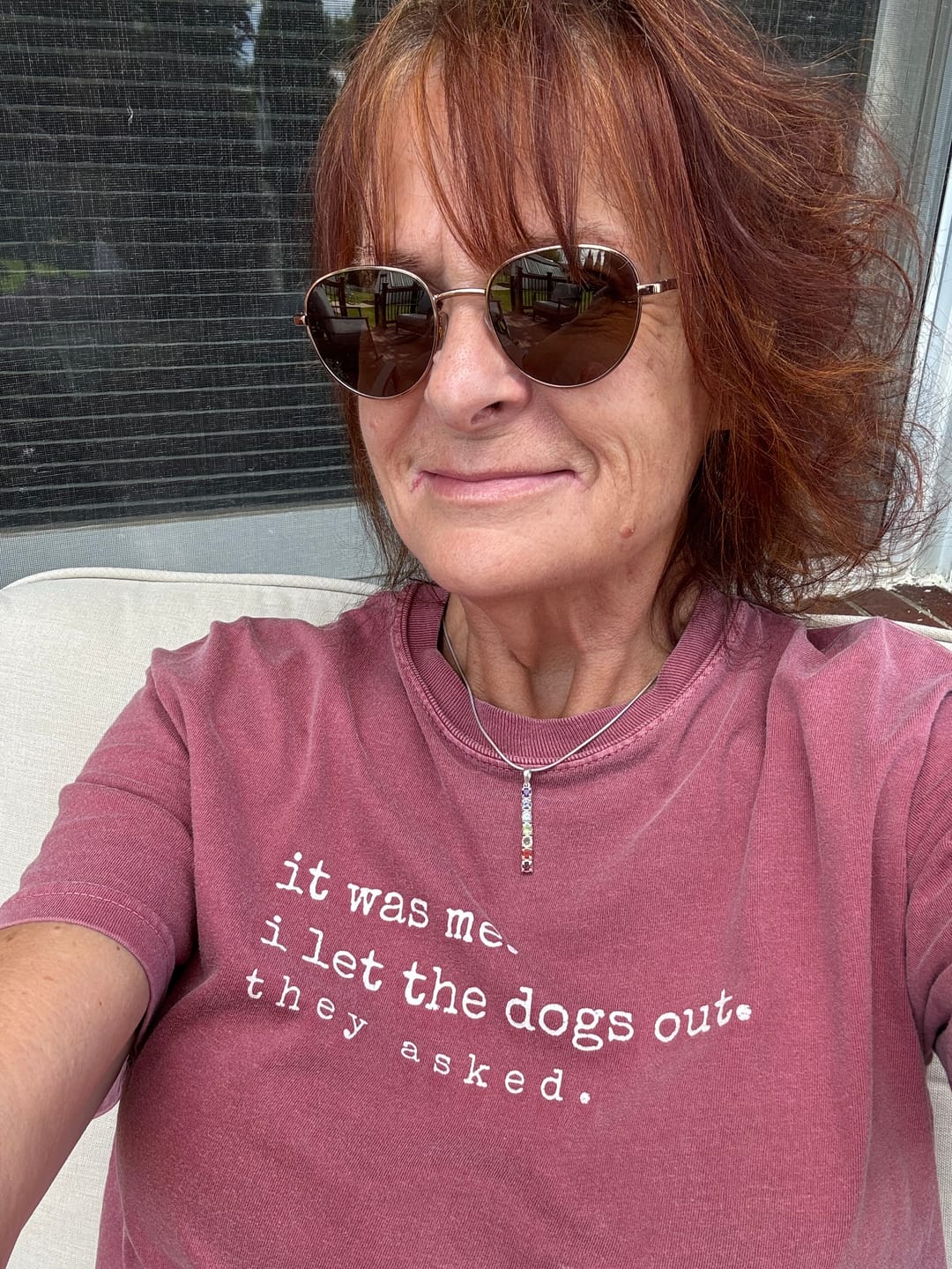 Customer photo review of I let the dogs out T-Shirt