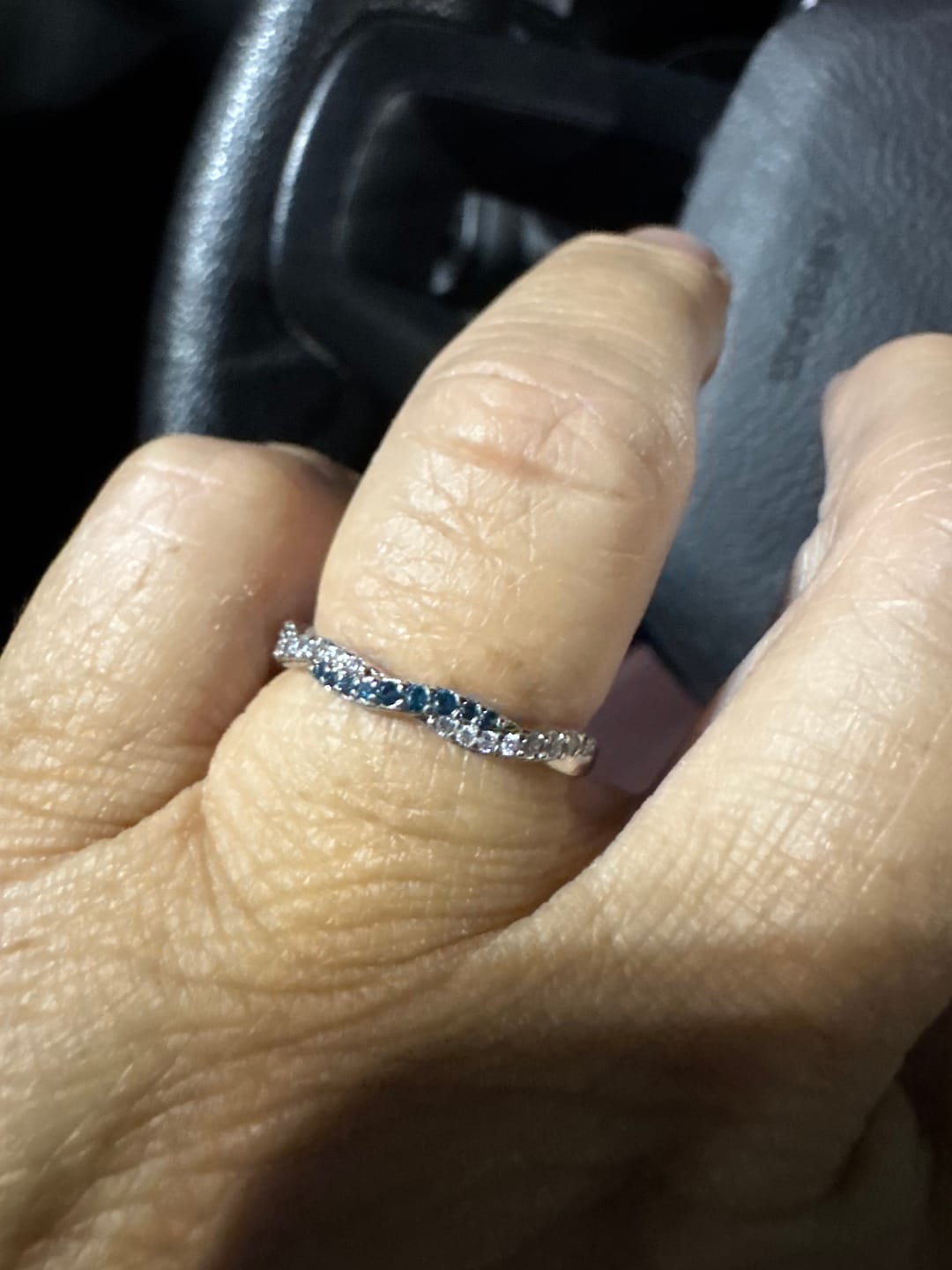 Customer photo review of Custom Wavy Birthstone Promise Ring