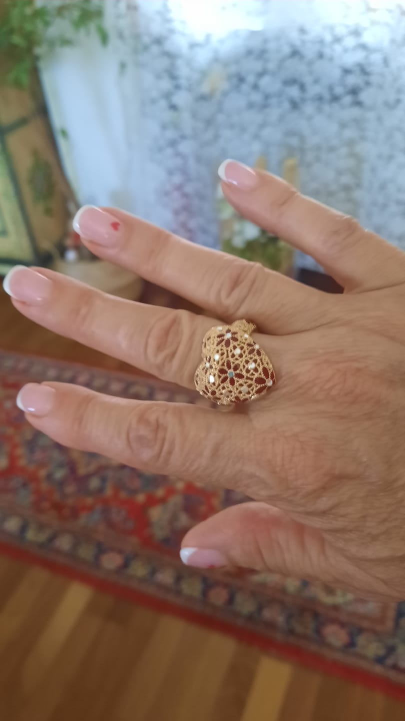 Customer photo review of ANELLO CUORE GRANDE REGOLABILE FILIGRANA ARGENTO 925
