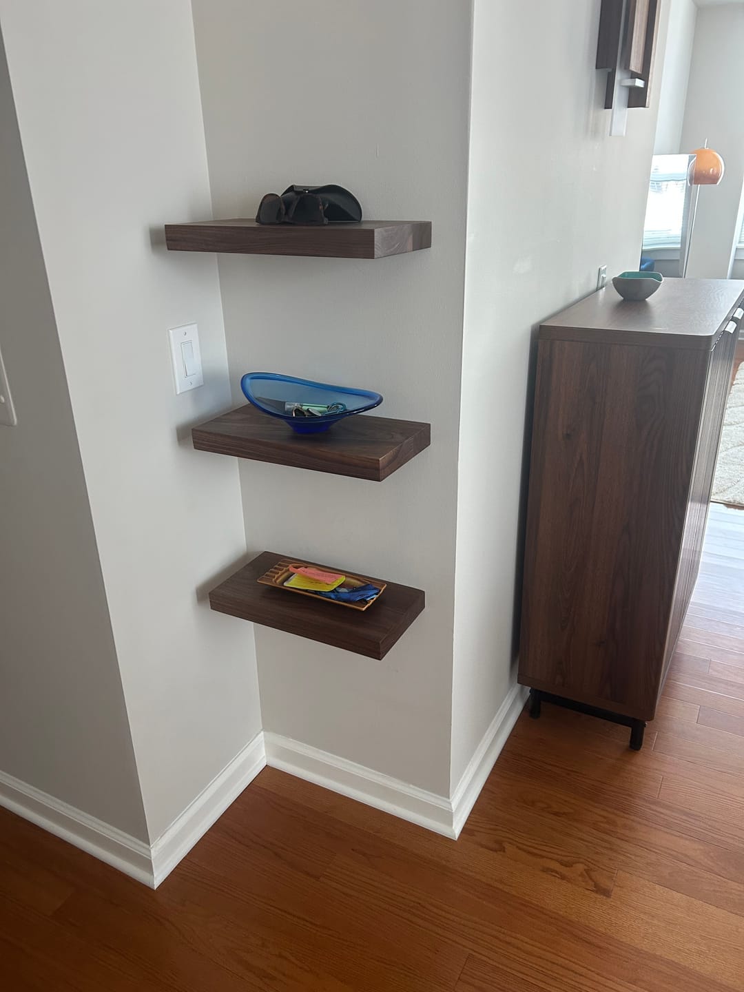 Customer photo review of Walnut Floating Shelves
