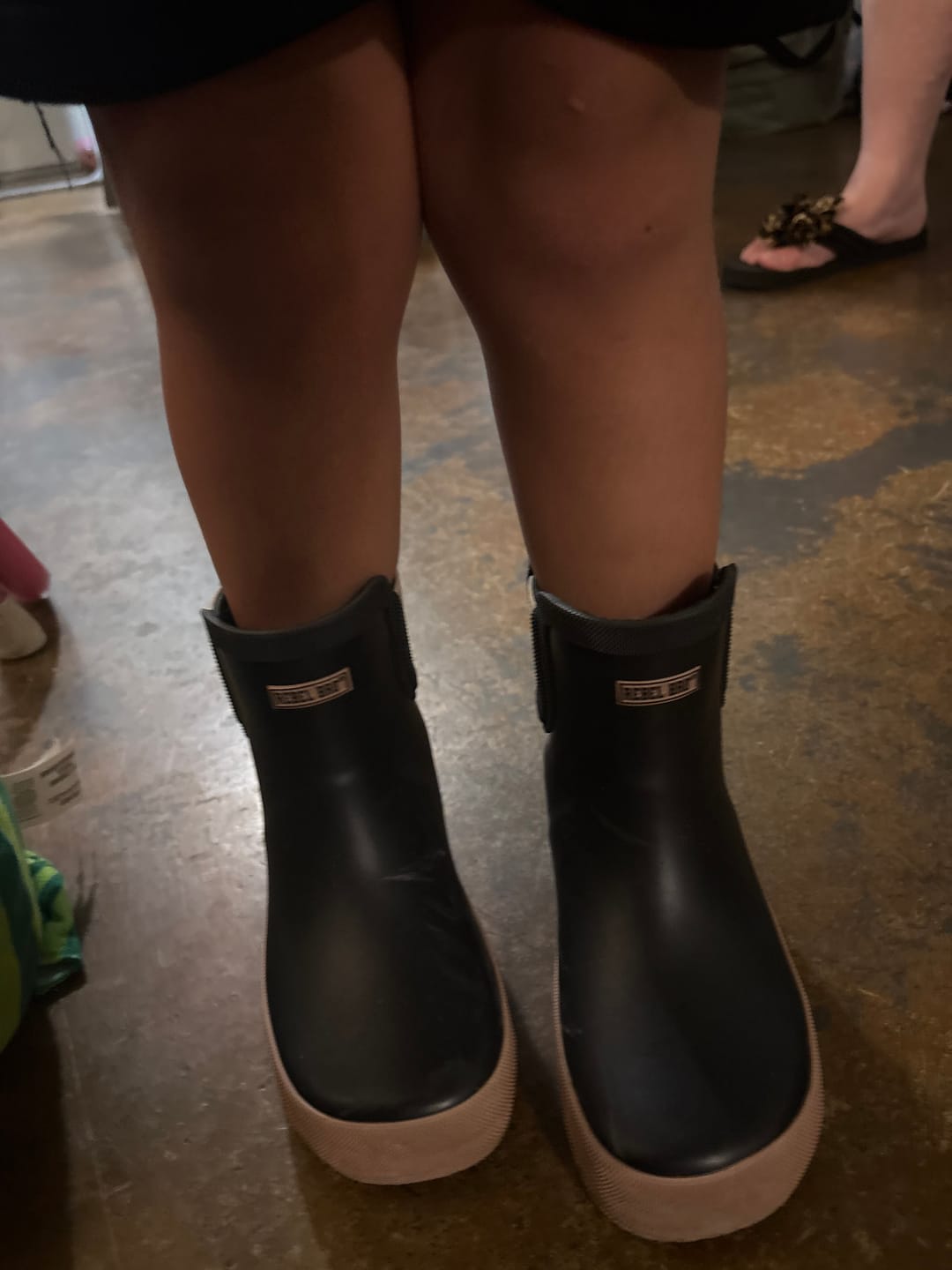 Customer photo review of Classic Midi Rain Boot in Black / Taupe