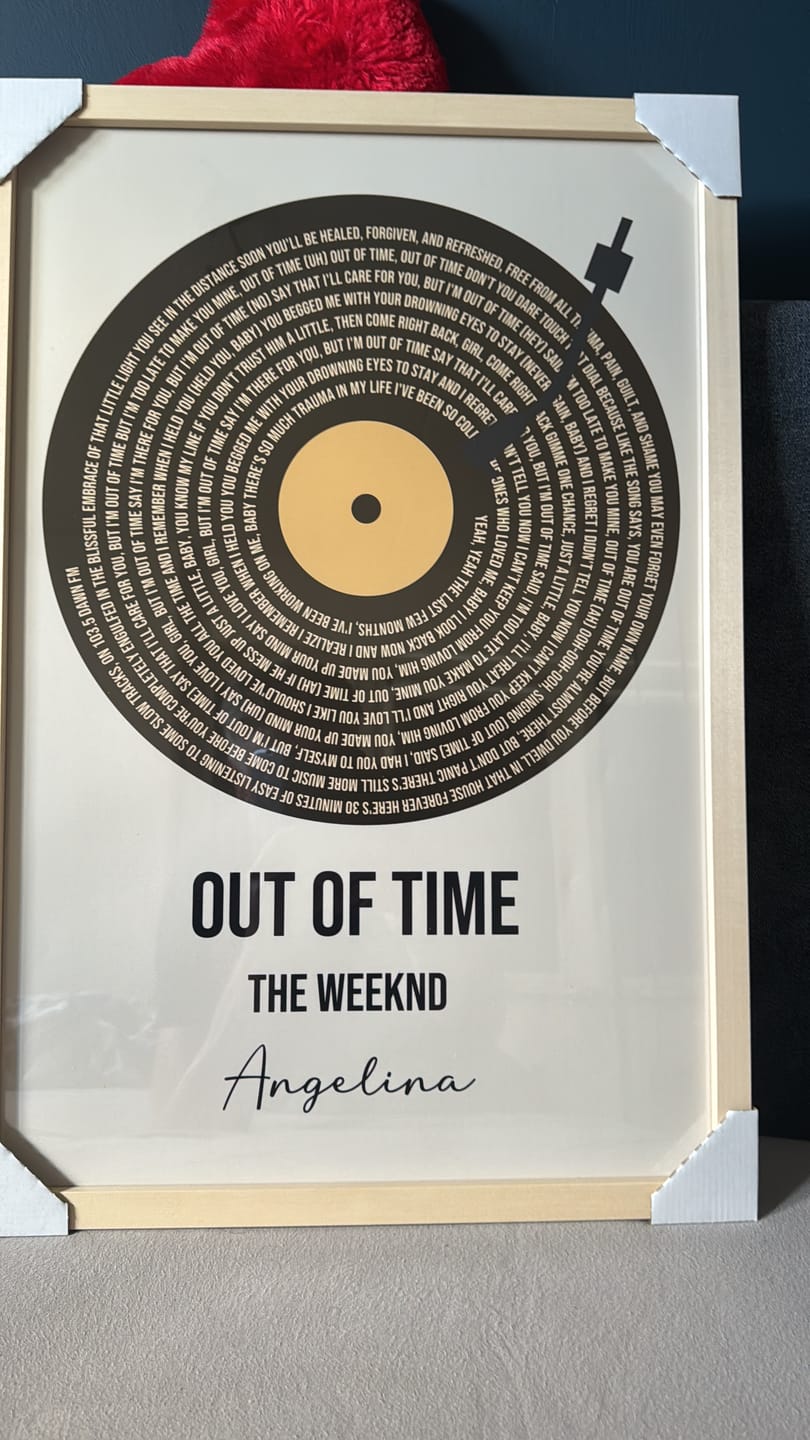 Customer photo review of Songtekst Poster met Eigen Tekst