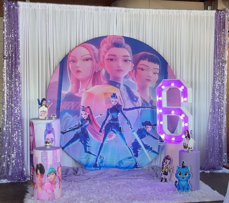 Customer photo review of Customize Kpop Photo Backdrop Cover Round Backdrop Birthday Party Circle Background Covers