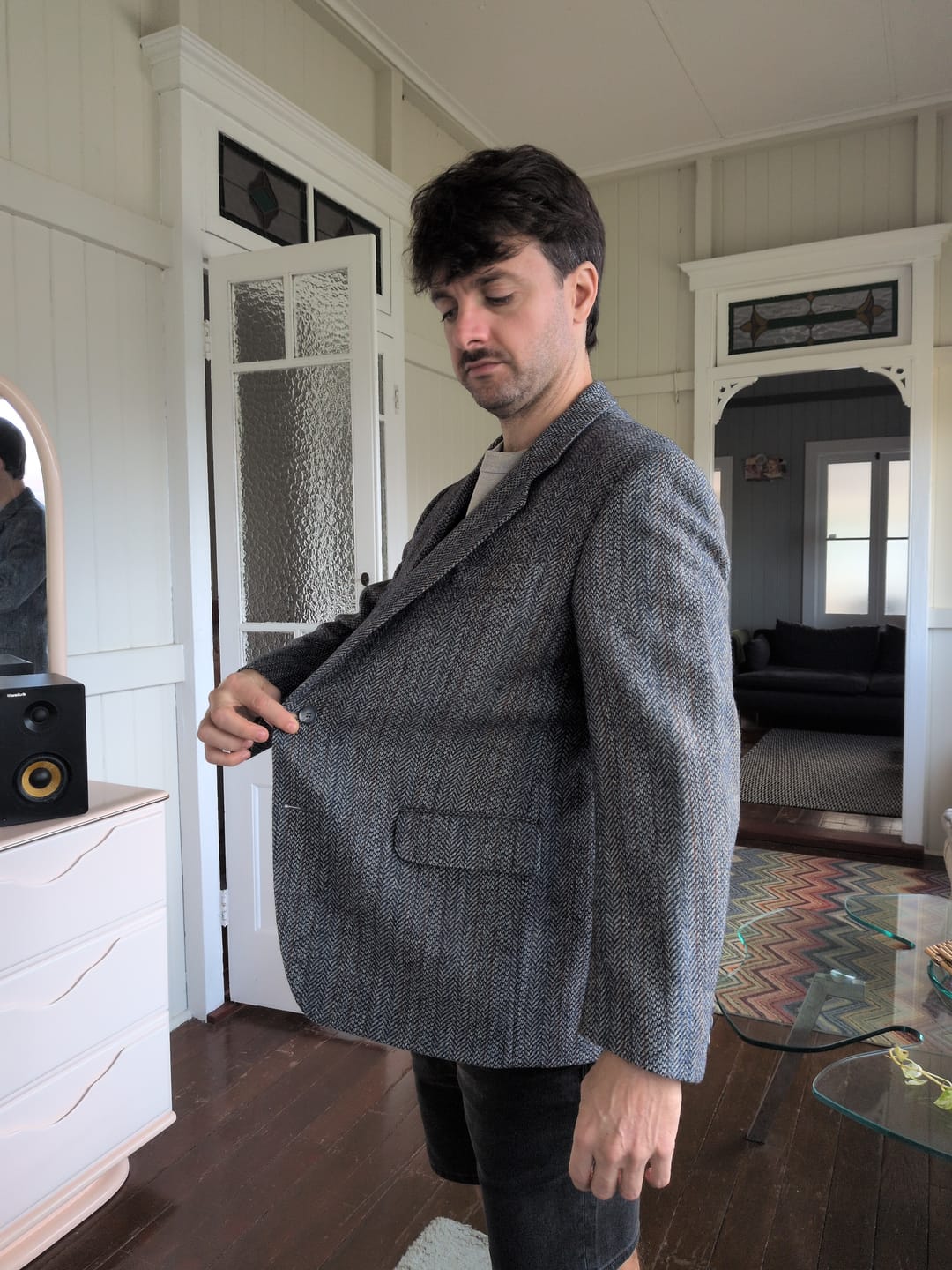Customer photo review of Vintage 70's Men Wool Blazer Jacket in Blue