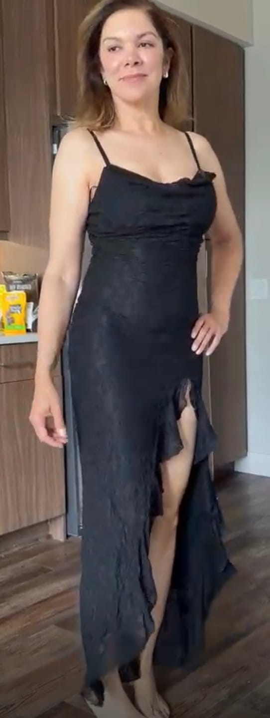Customer photo review of Rosyne Lace Drape Maxi Dress - Black