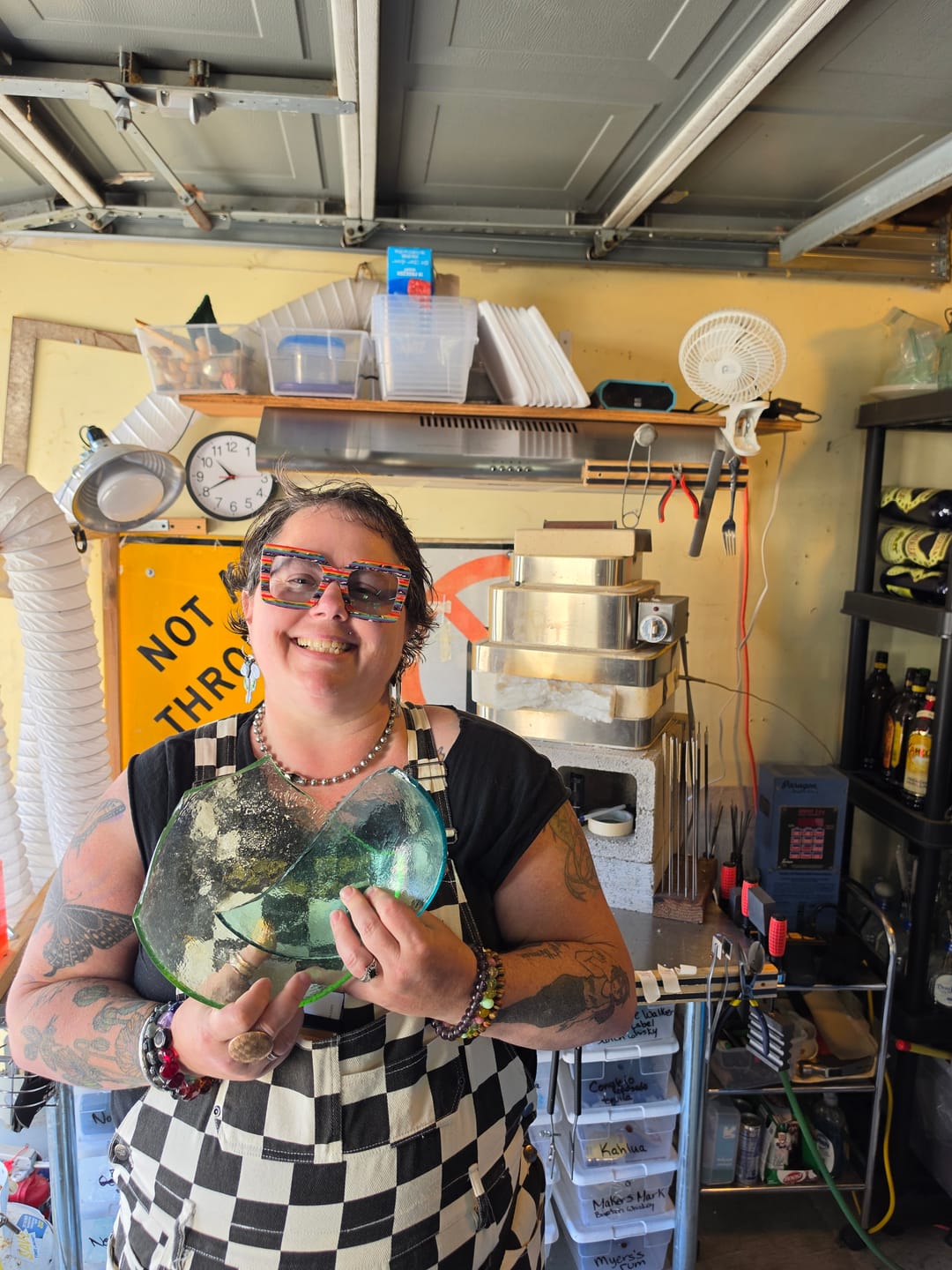 Customer photo review of Born Bad Washed Overalls - Checkered