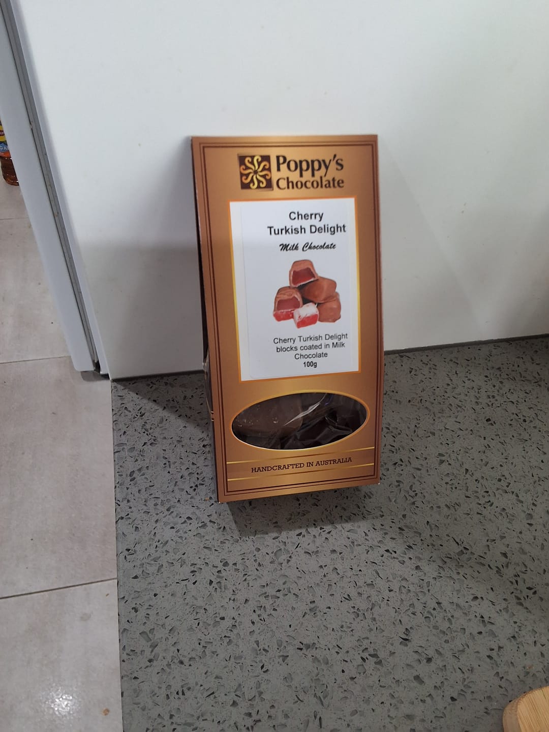Customer photo review of Chocolate Coated Cherry Flavoured Turkish Delight Milk Chocolate 100g