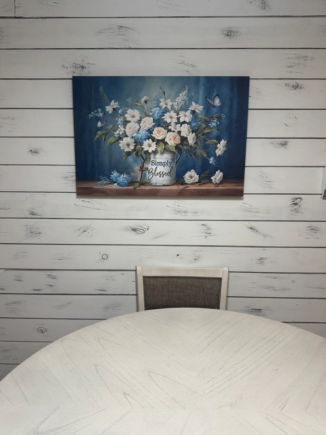 Customer photo review of Simply Blessed Wall Art Canvas, Flowers and Butterflies, Christian Wall Decor