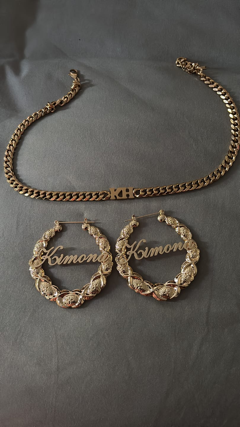 Customer photo review of XOXO Name Hoop Earrings
